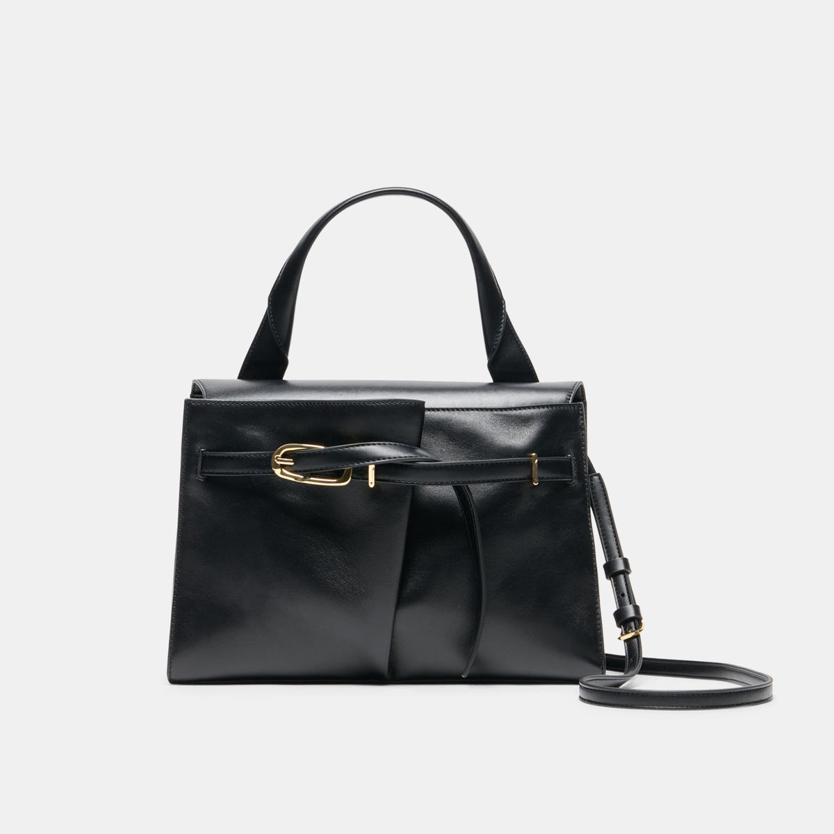 BORGO HANDBAG BLACK LEATHER