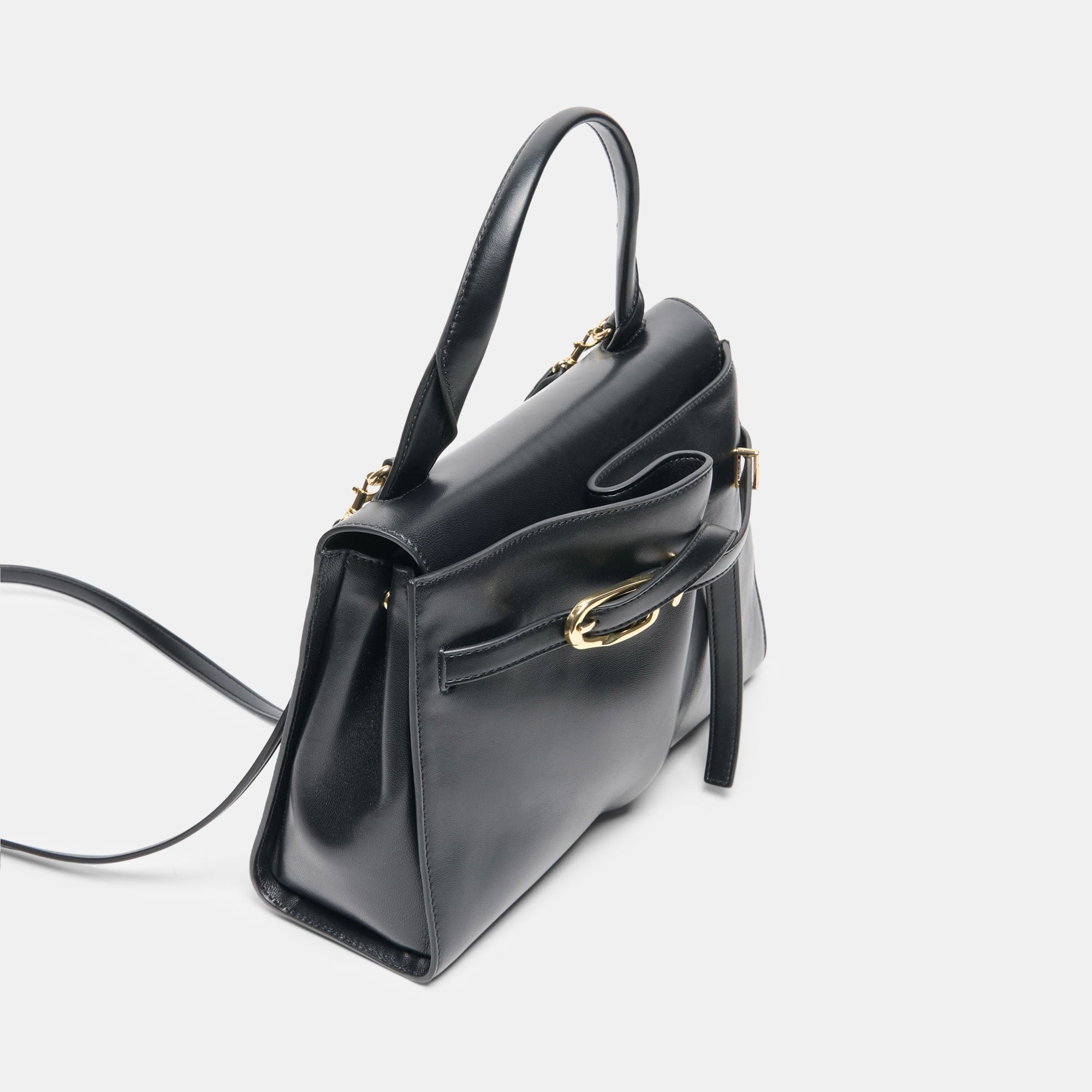 BORGO HANDBAG BLACK LEATHER