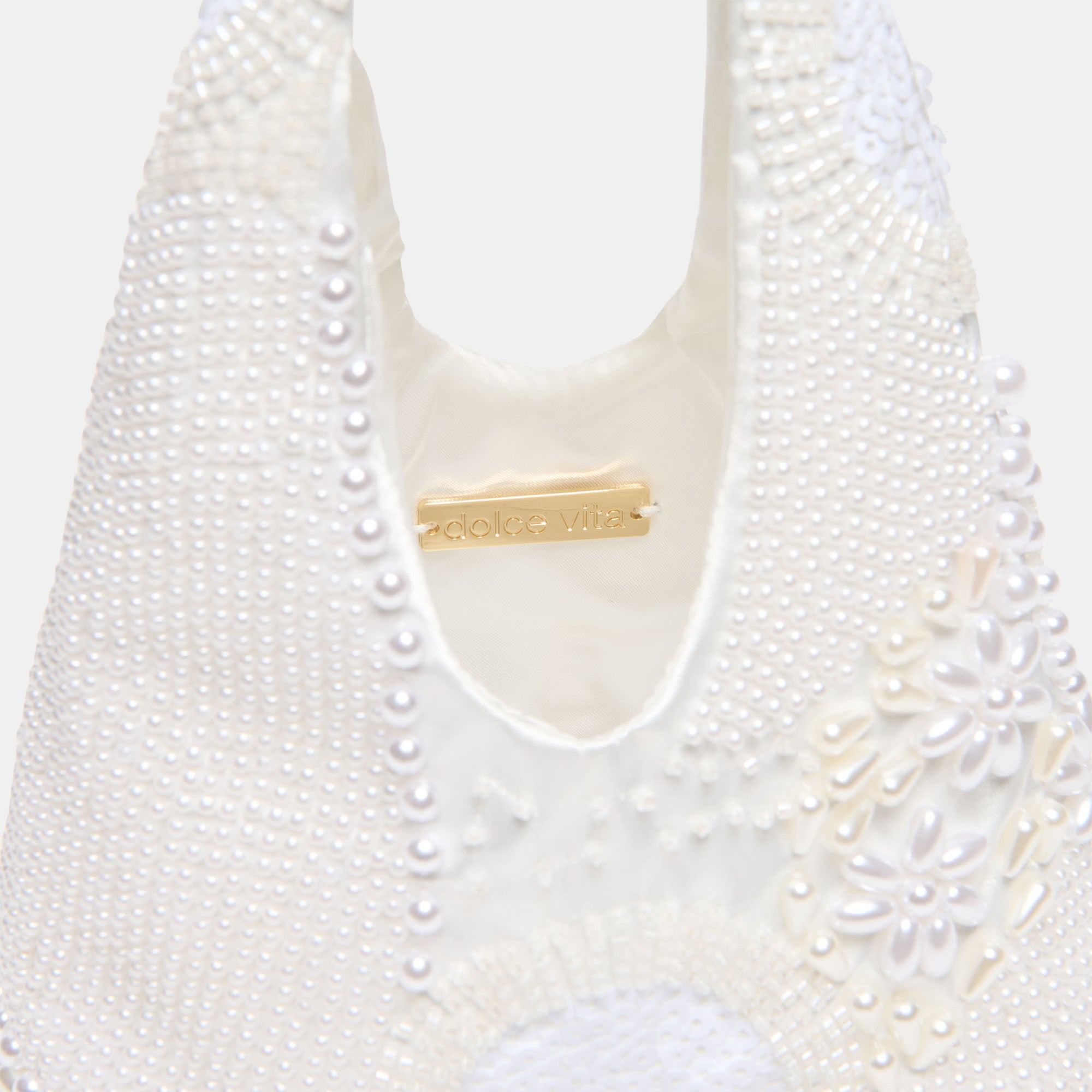 EVELISE MINI HANDBAG WHITE PEARL SATIN