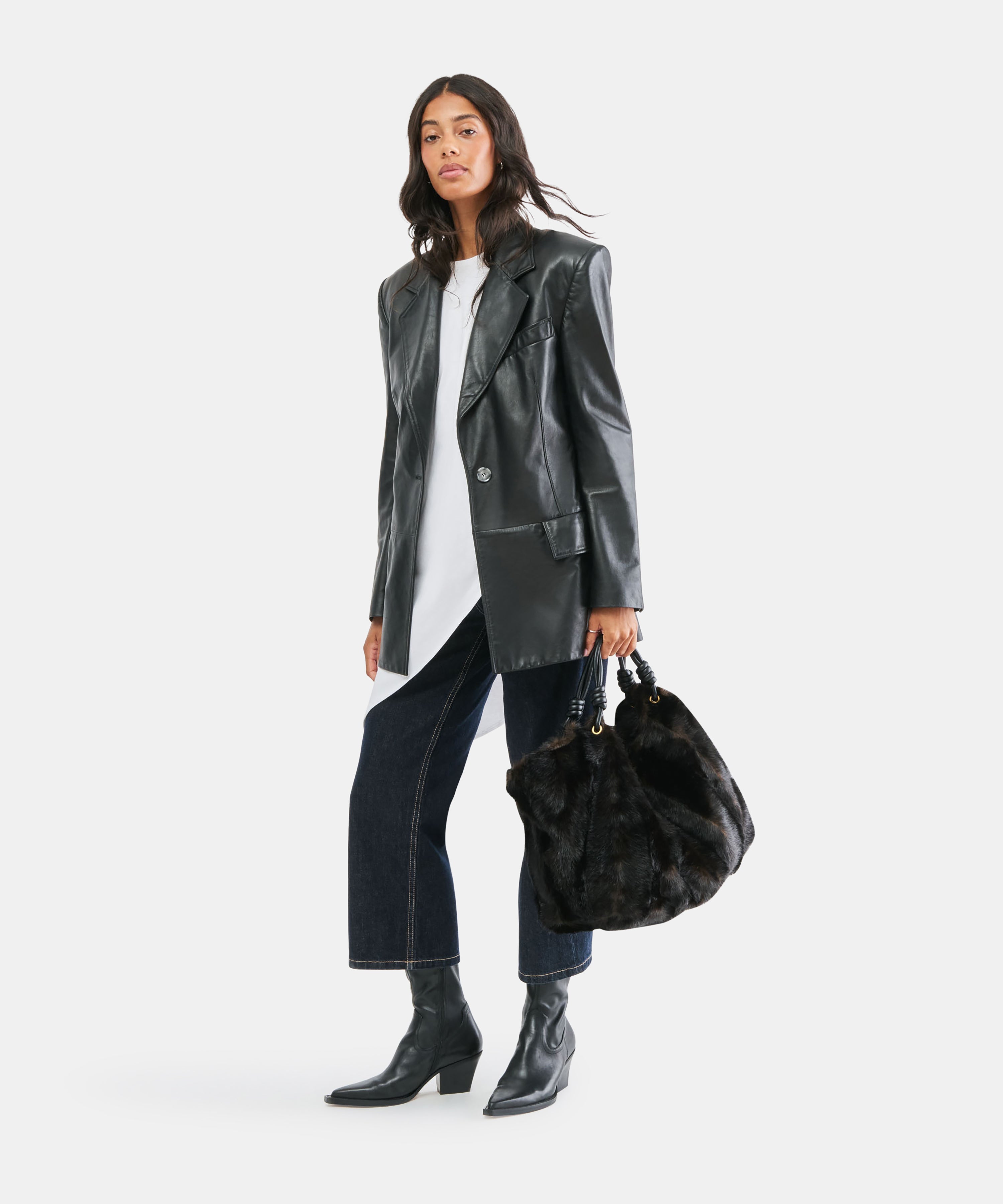 LILEE TOTE ESPRESSO FAUX FUR