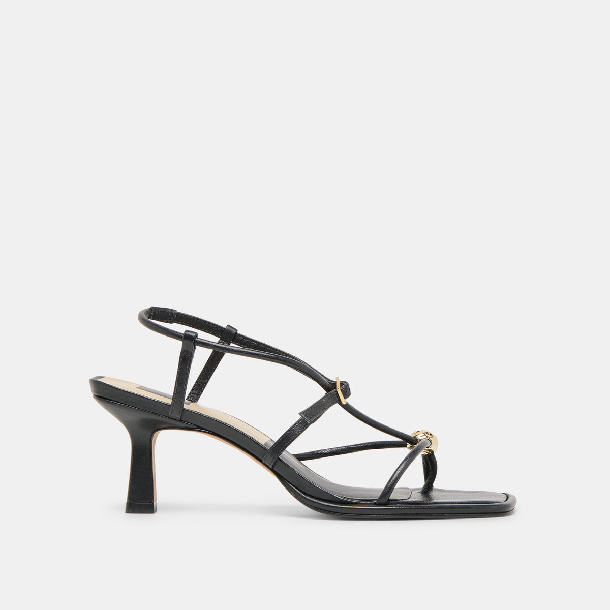 MYLEE WIDE HEELS BLACK LEATHER