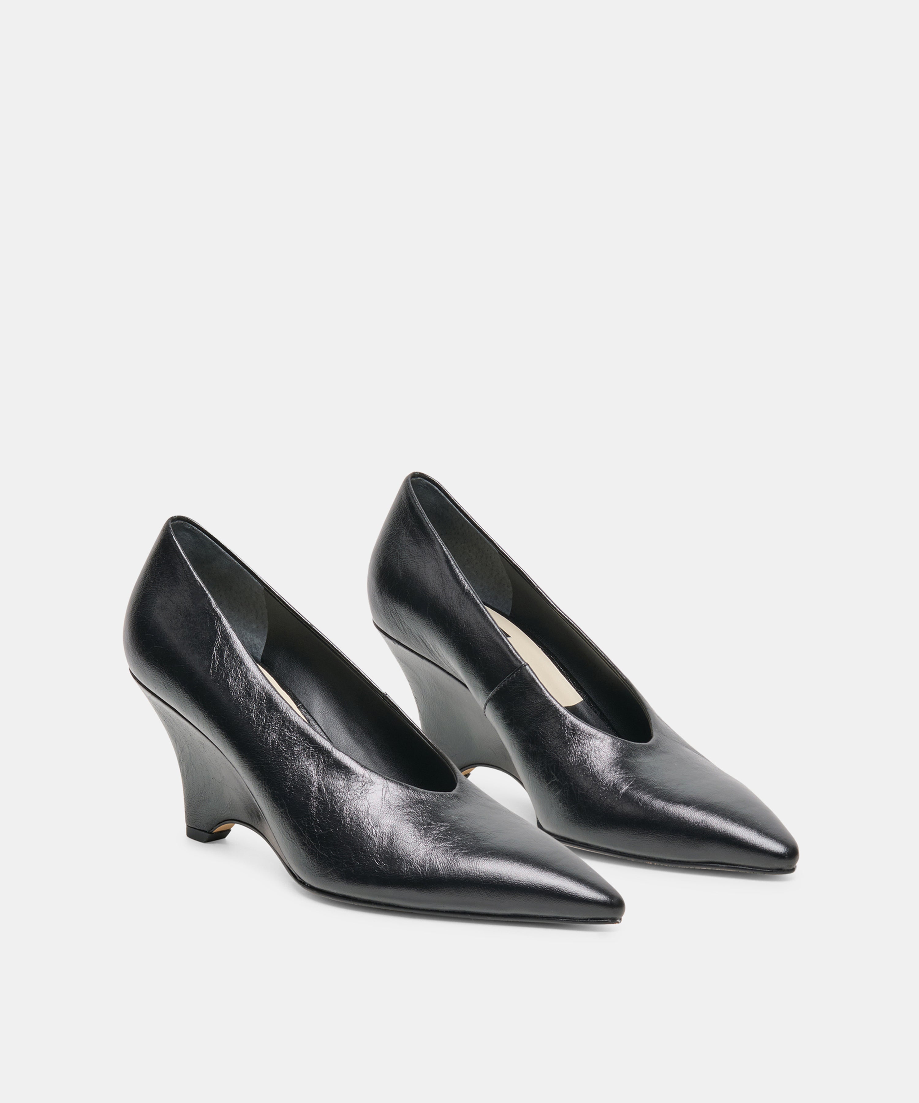 CAMERO WEDGES BLACK LEATHER