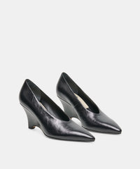 CAMERO WEDGES BLACK LEATHER