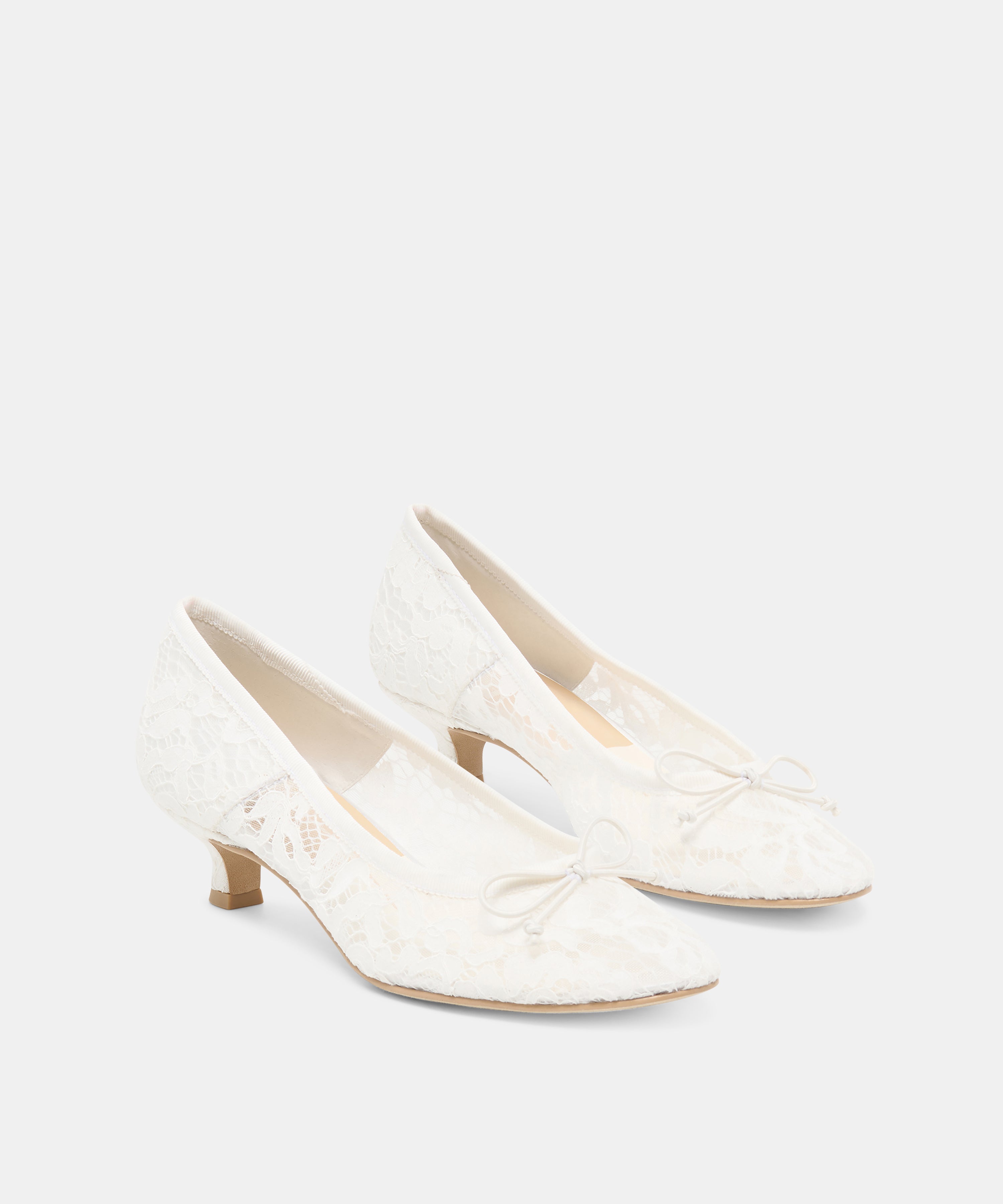 DAWSEN LACE HEELS TRUE WHITE LACE