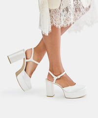 GERO SATIN HEELS TRUE WHITE SATIN