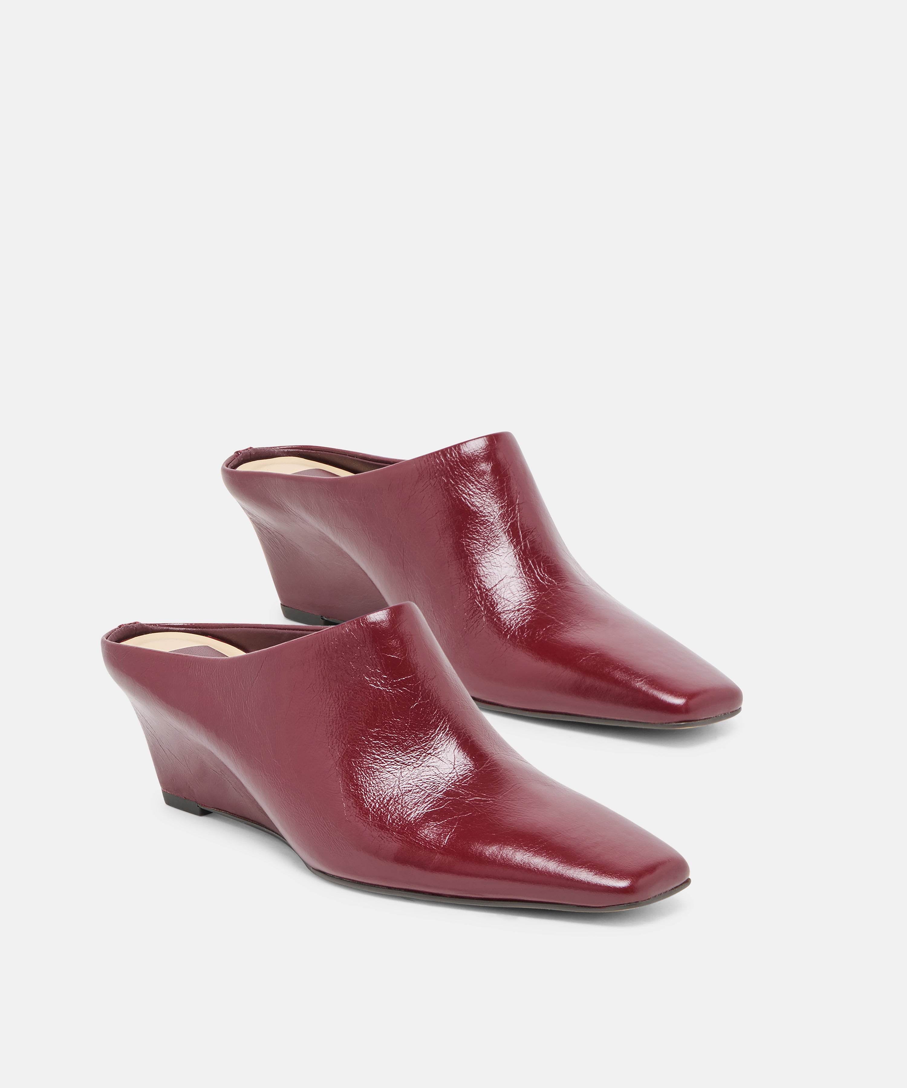 HILAH MULES OXBLOOD CRINKLE PATENT