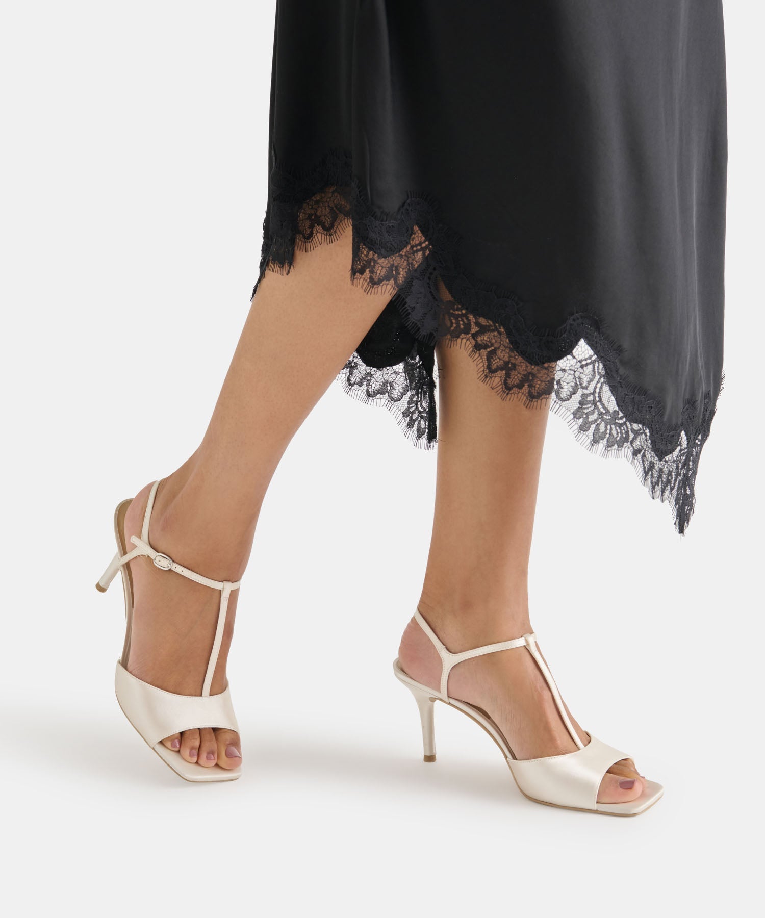 HILERY HEELS OFF WHITE SATIN