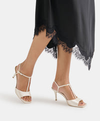 HILERY HEELS OFF WHITE SATIN
