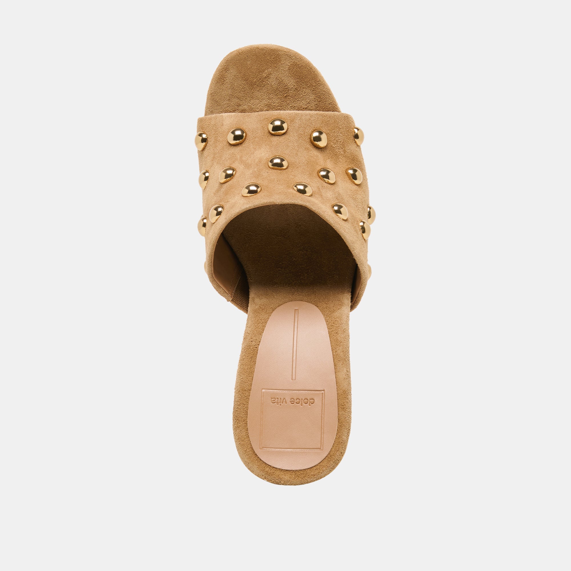 HOLTA STUD WEDGES LT BROWN SUEDE