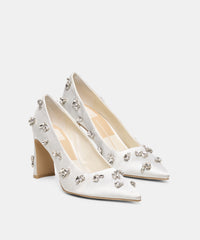 KAYNA RHINESTONE HEELS WHITE SATIN
