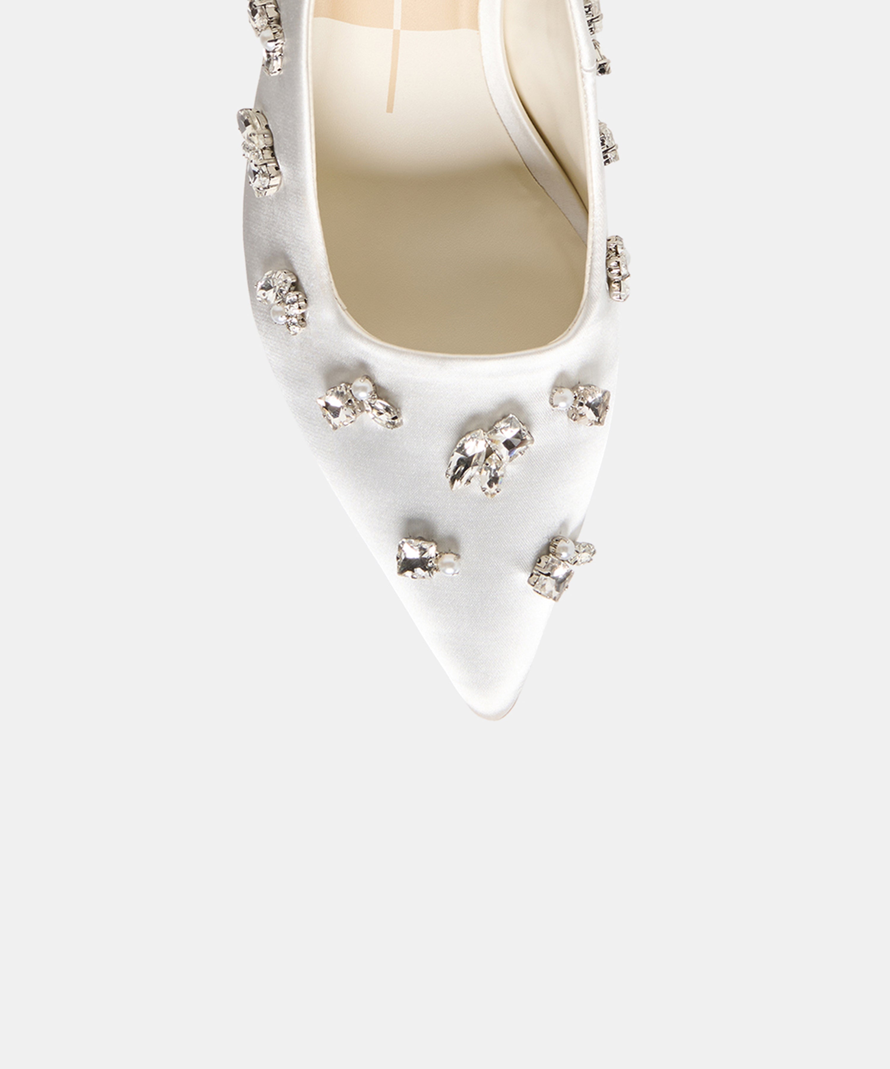 KAYNA RHINESTONE HEELS WHITE SATIN