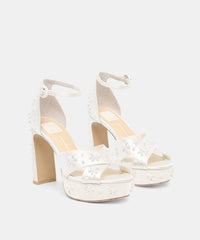 POPPY PEARL HEELS WHITE SATIN