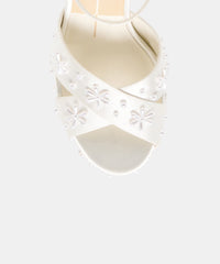 POPPY PEARL HEELS WHITE SATIN