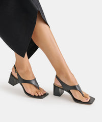 YVES HEELS BLACK LEATHER