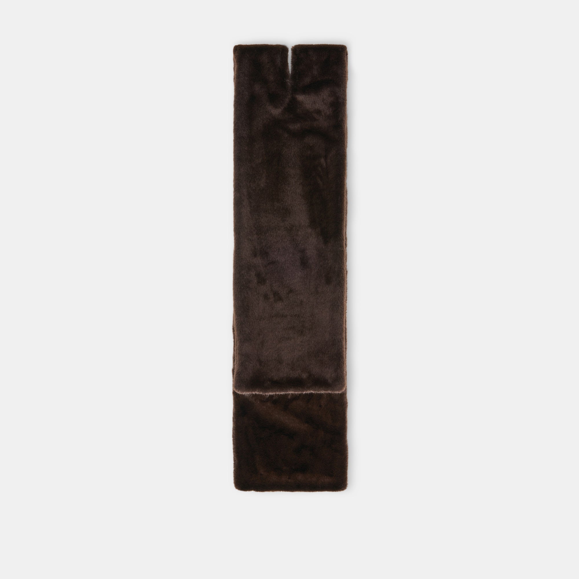 FAUX FUR SCARF DARK BROWN