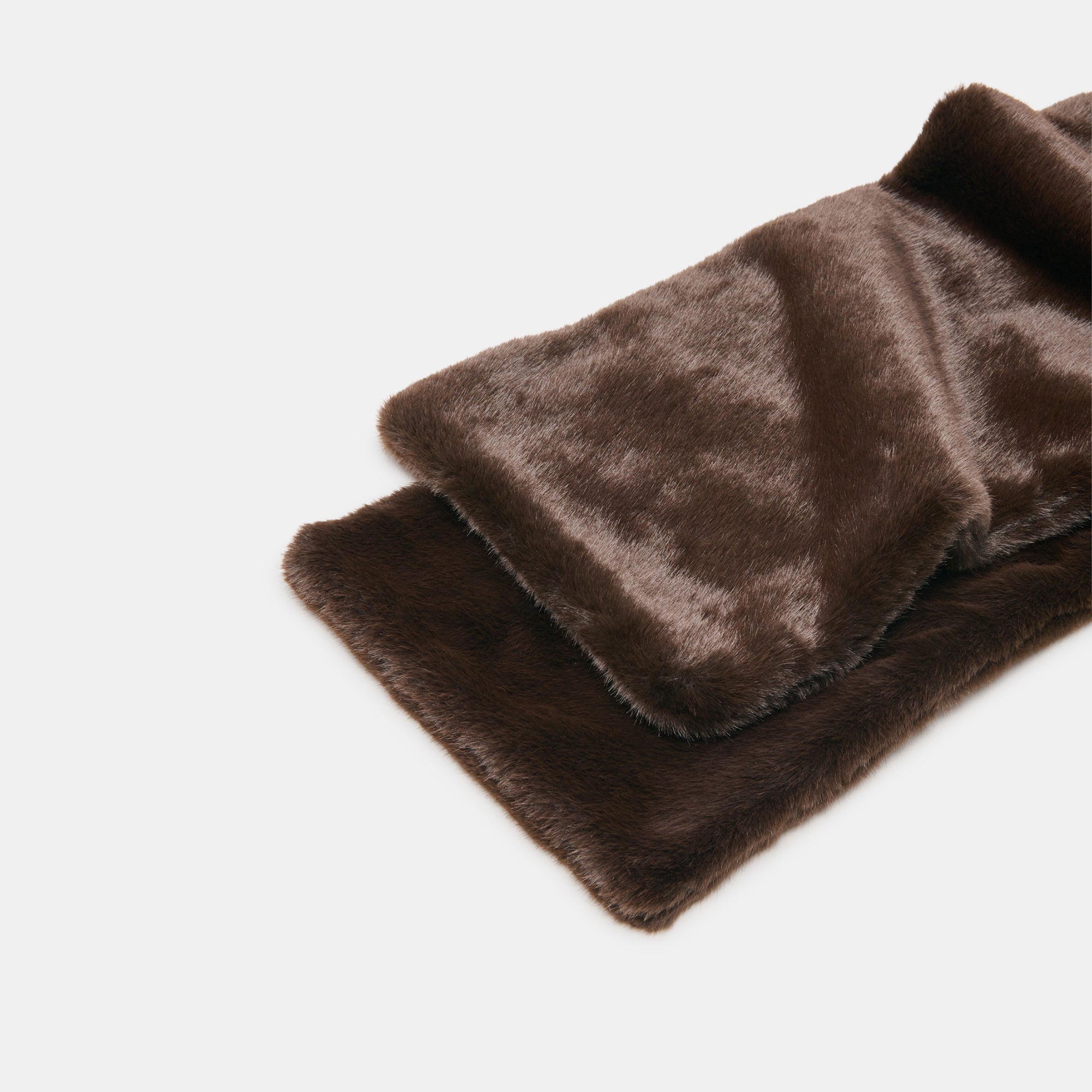 FAUX FUR SCARF DARK BROWN
