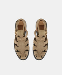 ELSAH FLATS OLIVE SUEDE