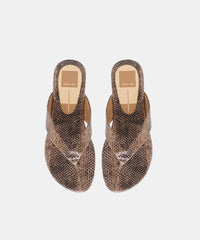 LINNET SANDALS SNAKE TAN EMBOSSED LEATHER
