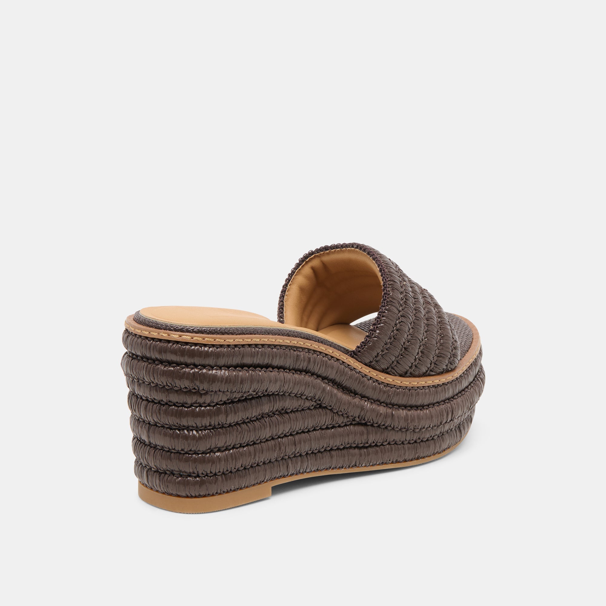 THRONE WIDE WEDGES CHOCOLATE RAFFIA