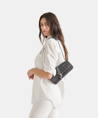 ALICE SHOULDER BAG GUNMETAL SUEDE