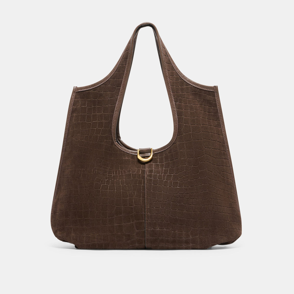 PAVA TOTE MID BROWN EMBOSSED SUEDE