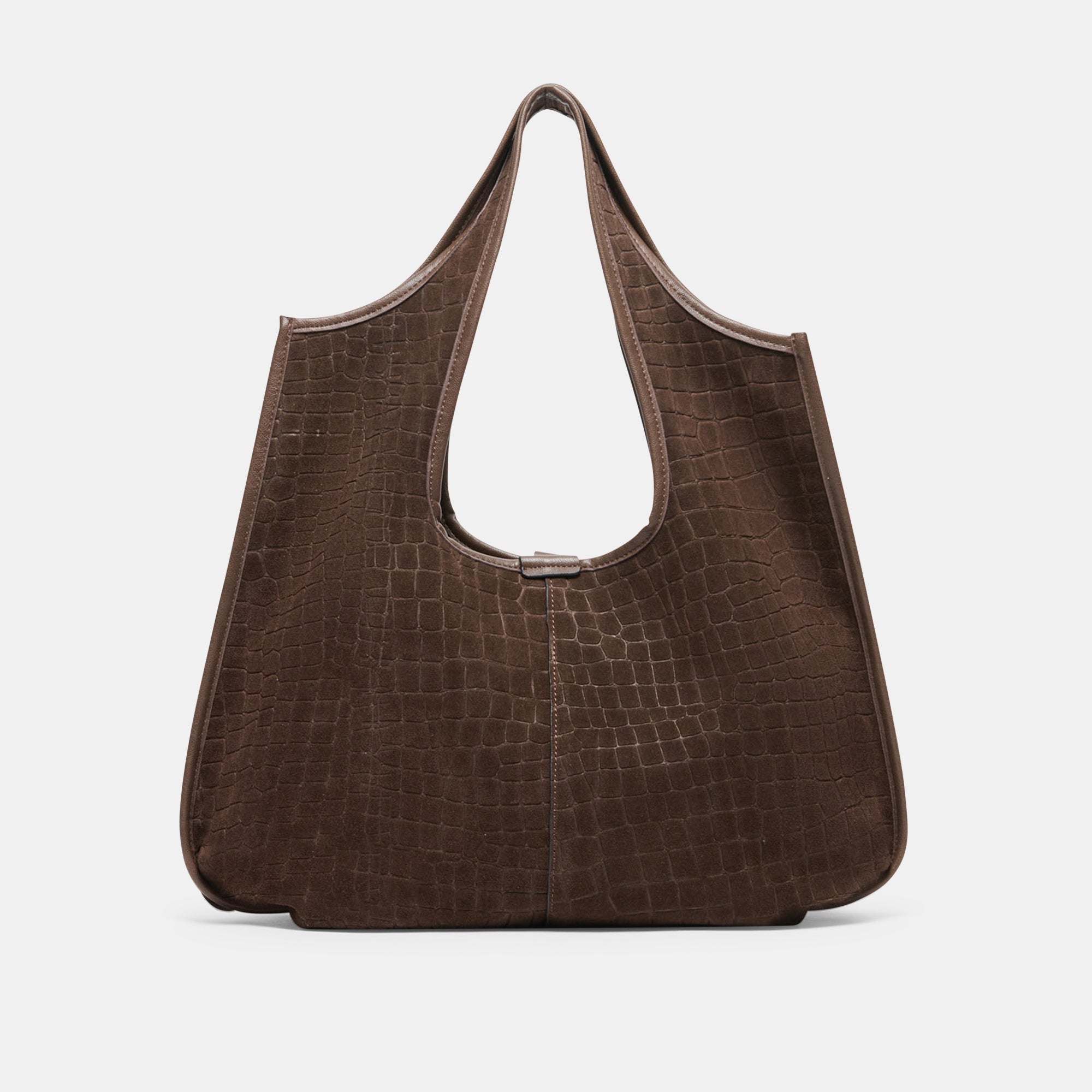 PAVA TOTE MID BROWN EMBOSSED SUEDE