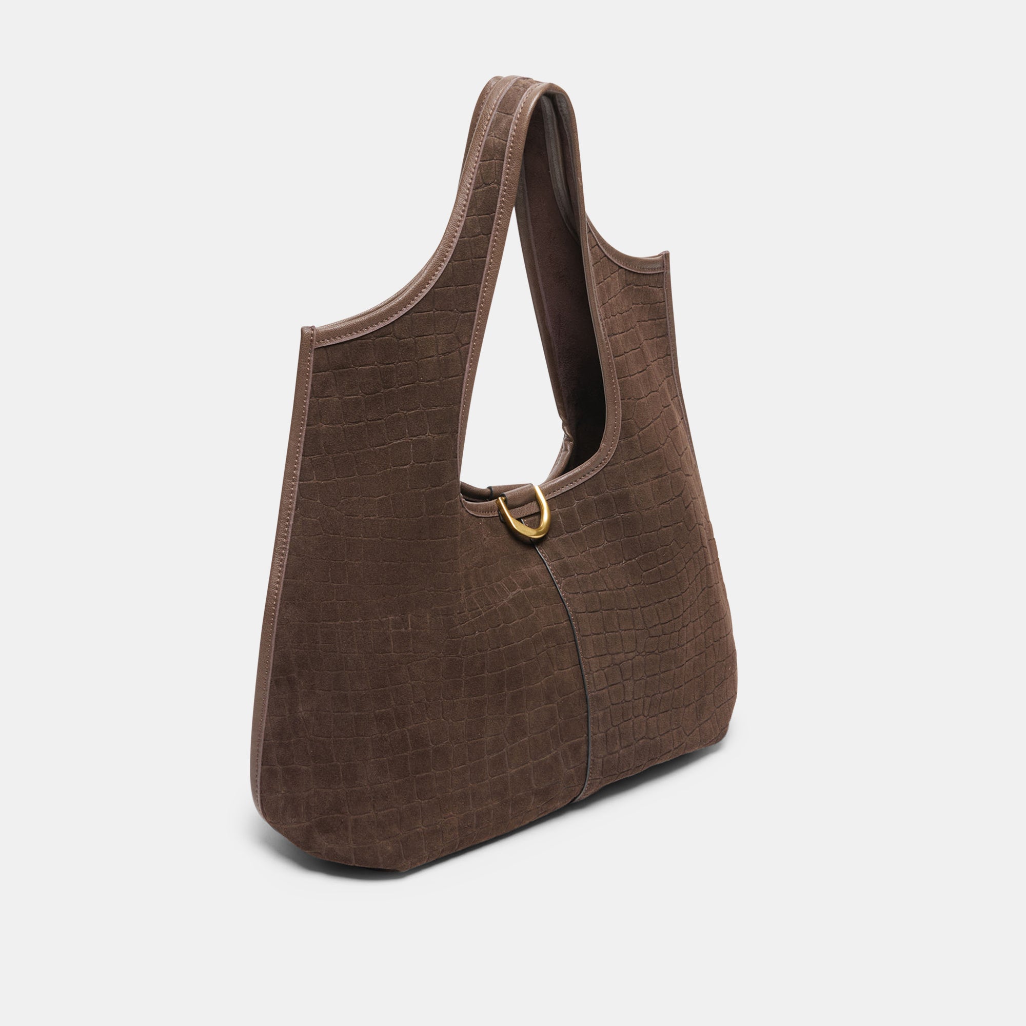 PAVA TOTE MID BROWN EMBOSSED SUEDE