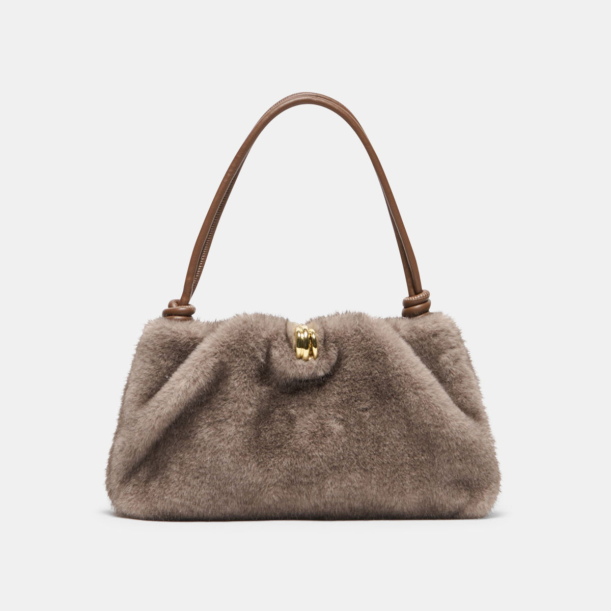 RAVEL SHOULDER BAG GREY FAUX FUR