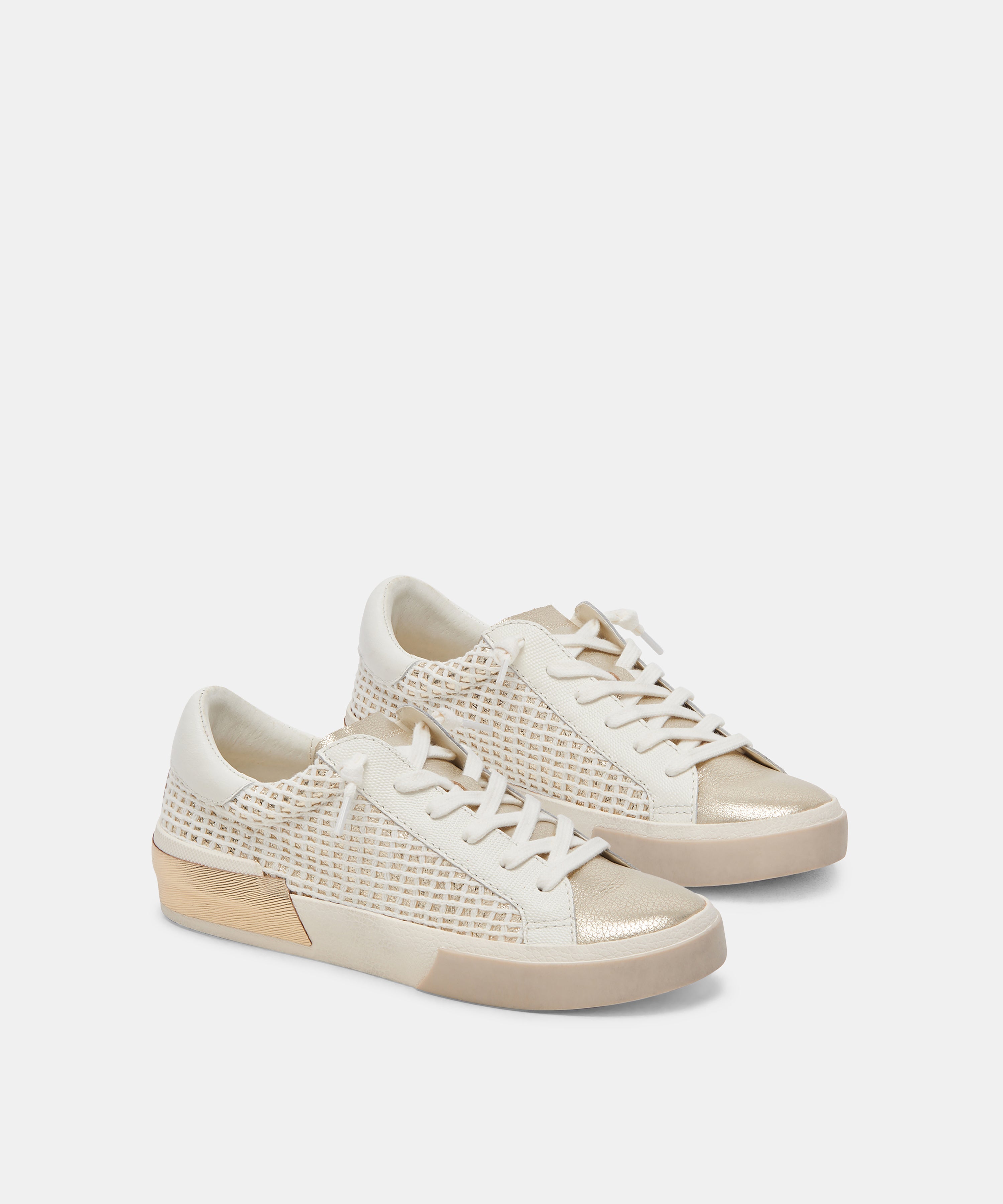 ZINA WIDE SNEAKERS BONE GOLD WOVEN