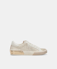 ZINA WIDE SNEAKERS BONE GOLD WOVEN