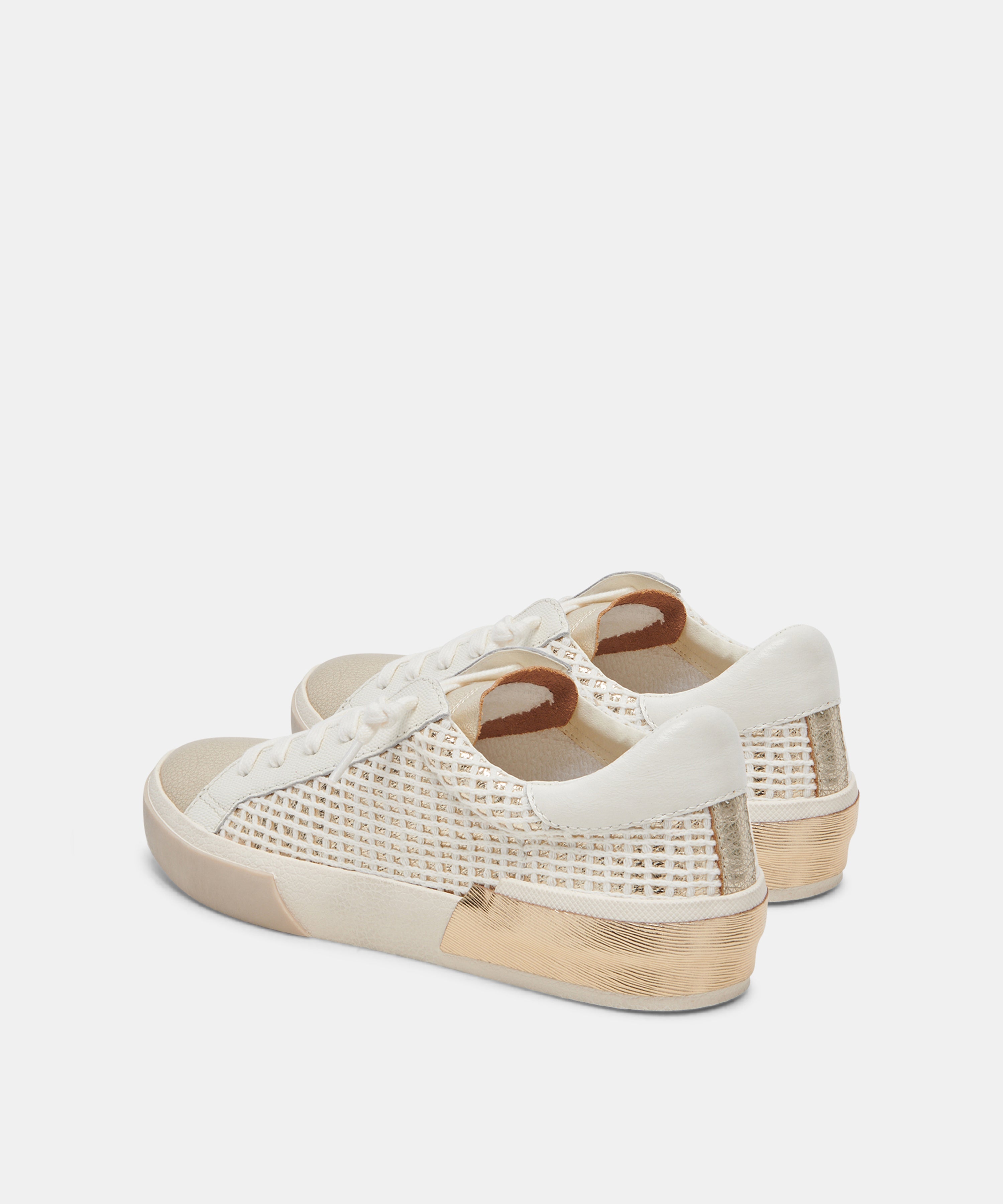 ZINA WIDE SNEAKERS BONE GOLD WOVEN