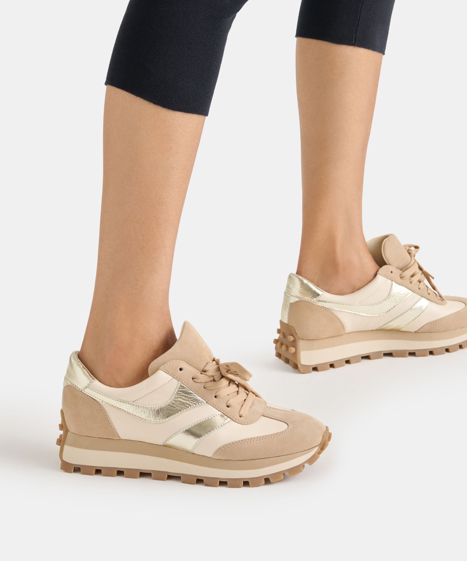 TRESA SNEAKERS WHITE GOLD SUEDE