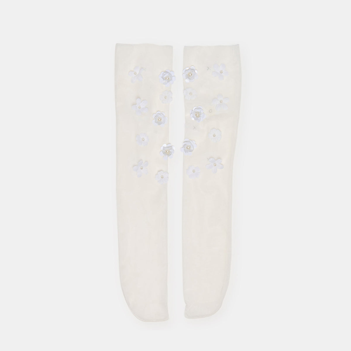 FLORAL CHIFFON SLOUCH SOCKS WHITE