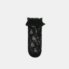 LACE RUFFLE CREW SOCKS BLACK