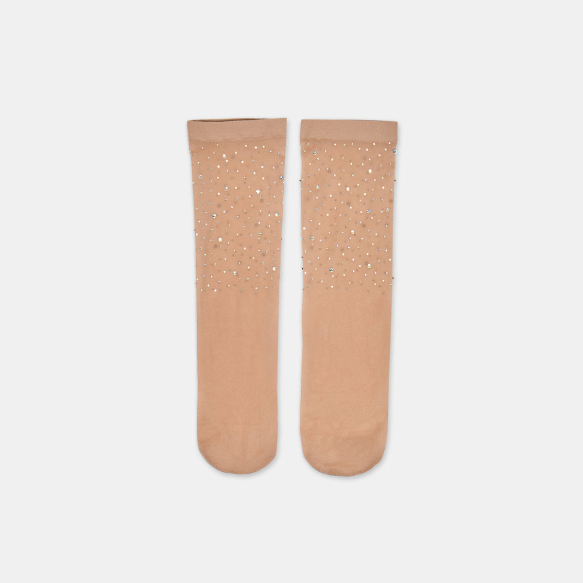 SHEER RHINESTONE CREW SOCKS BLUSH