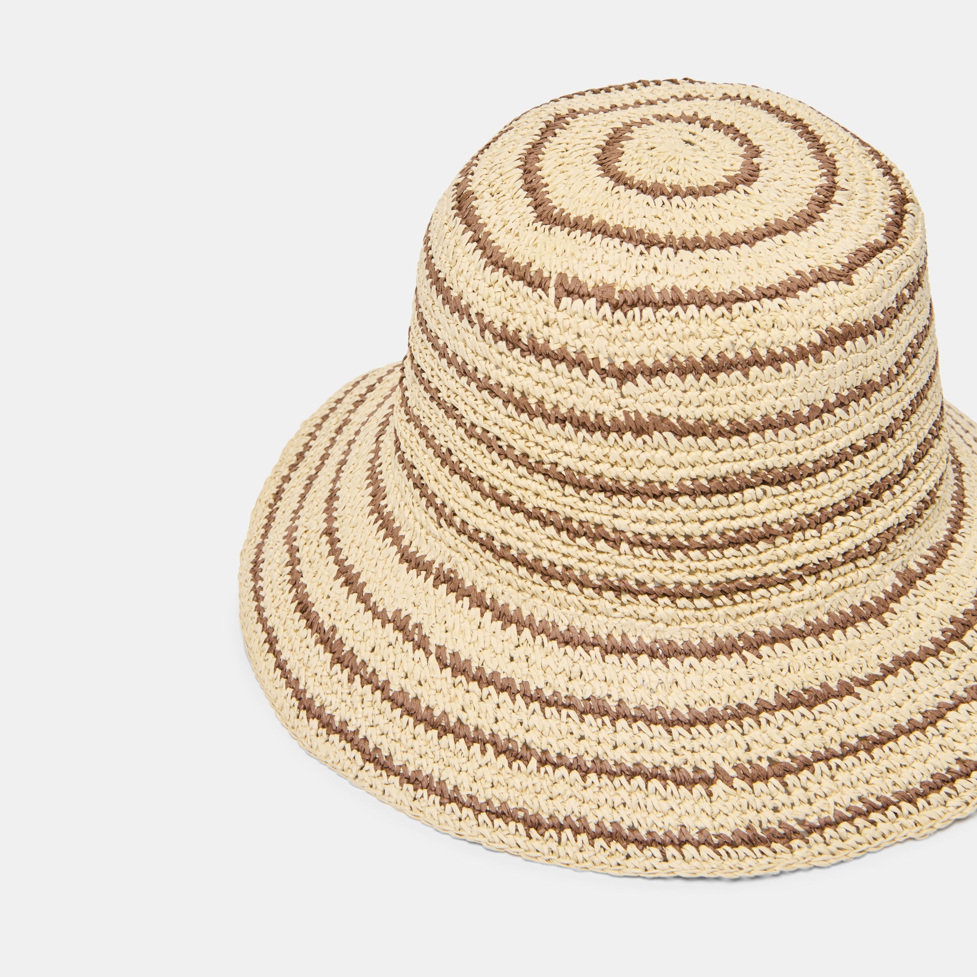 STRIPED STRAW CLOCHE BROWN NATURAL