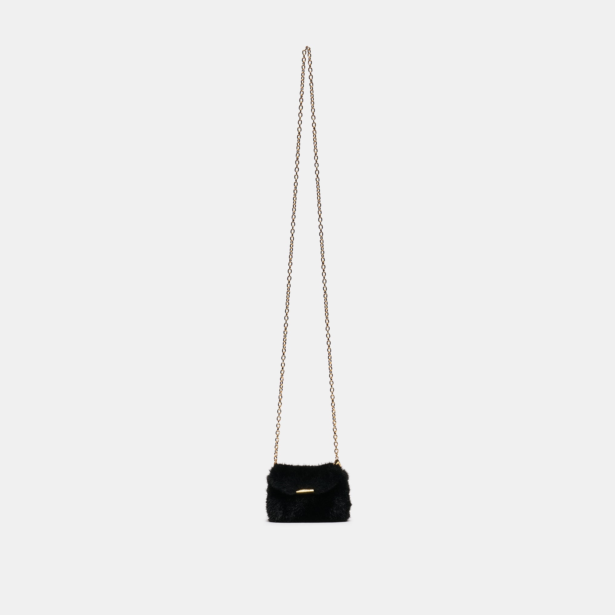 BRINDI CROSSBODY WALLET BLACK FAUX FUR