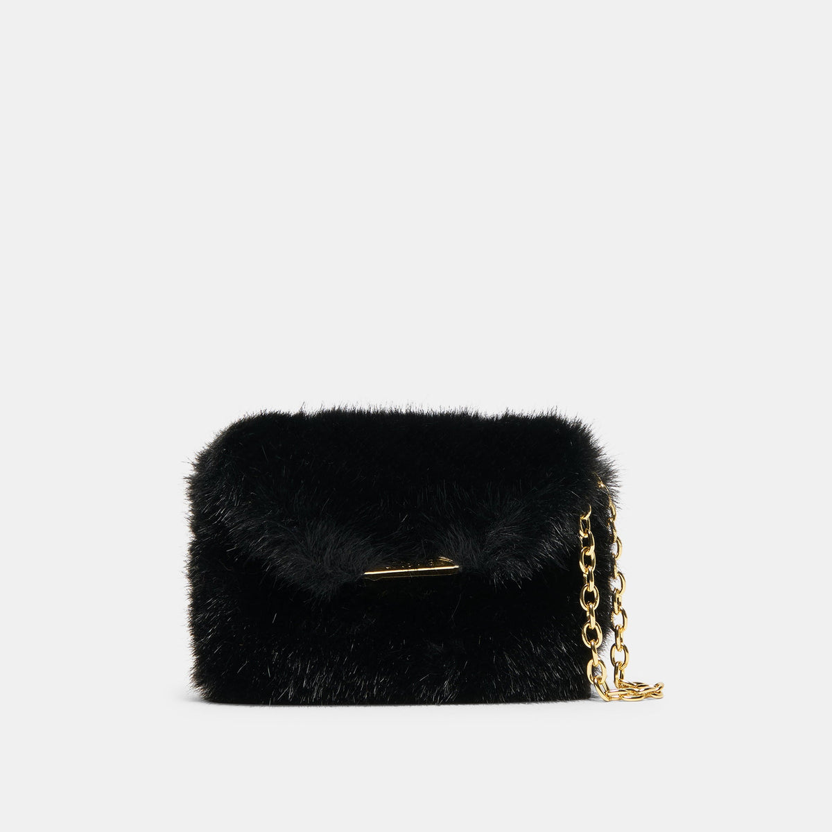 BRINDI CROSSBODY WALLET BLACK FAUX FUR
