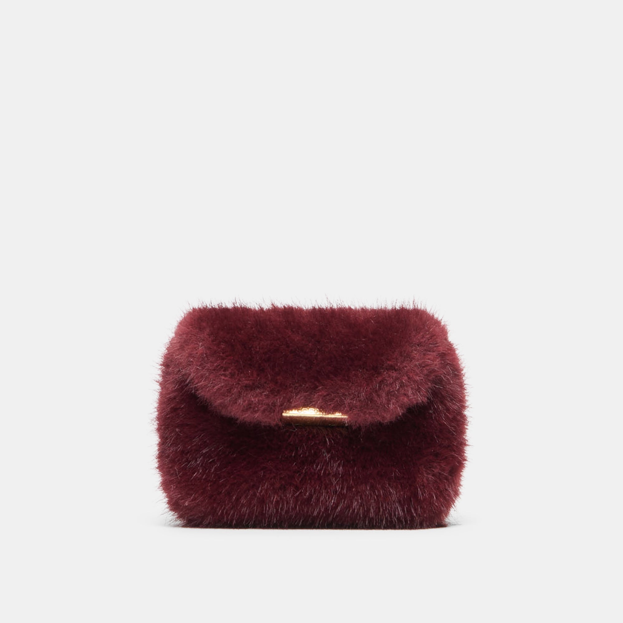 BRINDI CROSSBODY WALLET BURGUNDY FAUX FUR