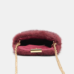 BRINDI CROSSBODY WALLET BURGUNDY FAUX FUR